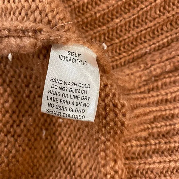 Easel Los Angeles Brown Knit Cardigan White Stripe Sleeves Open Front Size M - Image 11