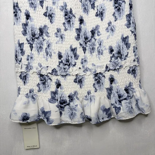 Abercrombie & Fitch Blue & White Smocked Floral Mini Dress - Image 8
