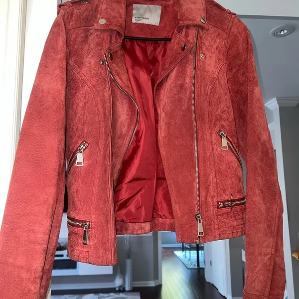 Vero Moda Used Red suede leather jacket - Image 10