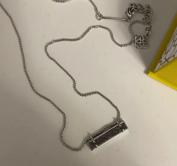 Leanor Silver Bar Druzy Necklace - Image 2