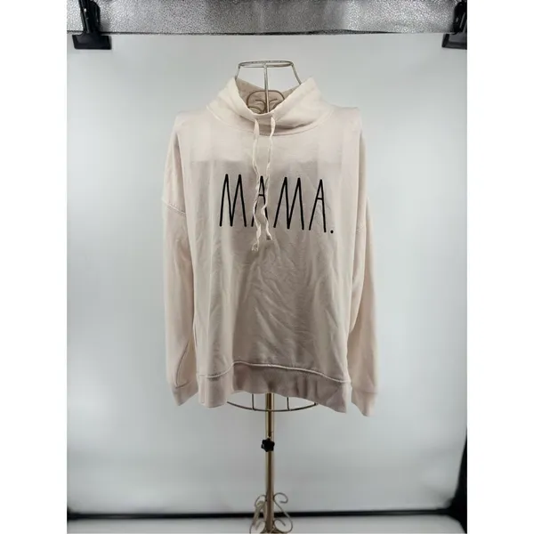 Rae Dunn Mama Funnel Neck Pullover Sweatshirt Size Small Cream - Image 10