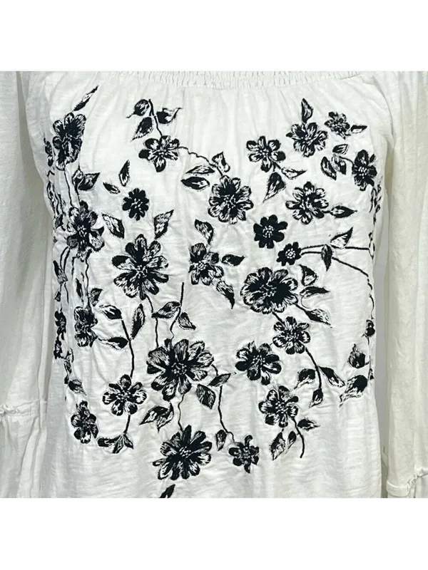Anthropologie Annie Embroidered Off-The-Shoulder Blouse Size M Boho - Image 8