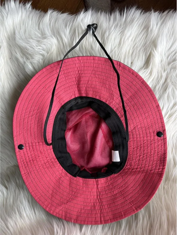 Sun Shade Wide Brim Outdoor Hat - Red and Gray - Image 8