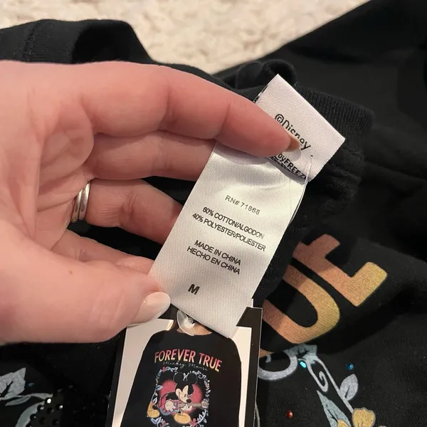 NWT Disney Mickey Mouse Forever True Black Womens Sweatshirt MEDIUM Rhinestone - Image 8