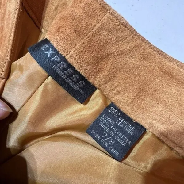 Vintage Express World Brand Women's Genuine Leather Suede Pants Brown‎ Size 7/8 - Image 10