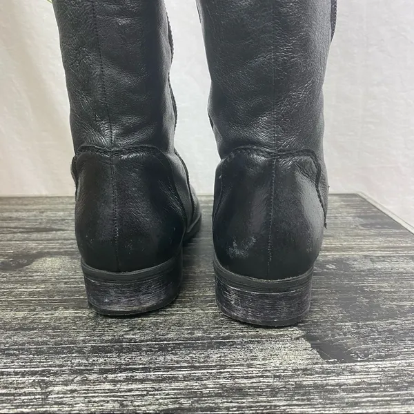 Steve Madden Black Leather Shawny Knee High Zip Up Riding Boots 7 - Image 3