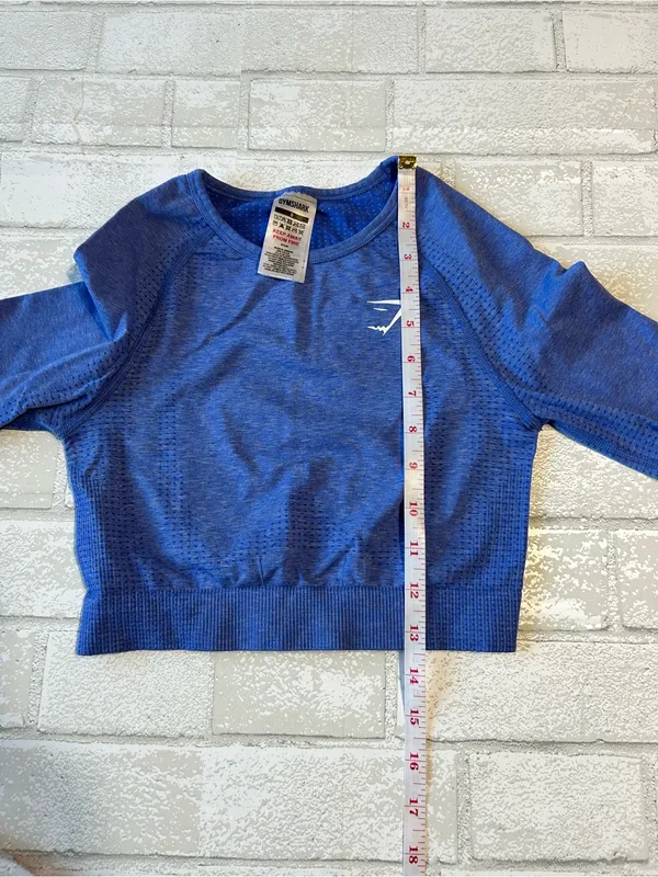 Gym Shark Cropped Long-Sleeve Top - Blue size Small - Image 5