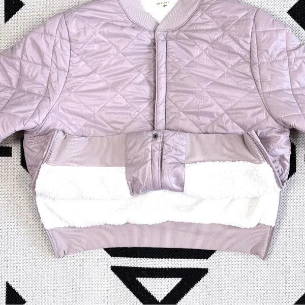 OFFLINE By Aerie Diamond Quilted Sherpa Lined Puffer Bomber Jacket XL - Image 10