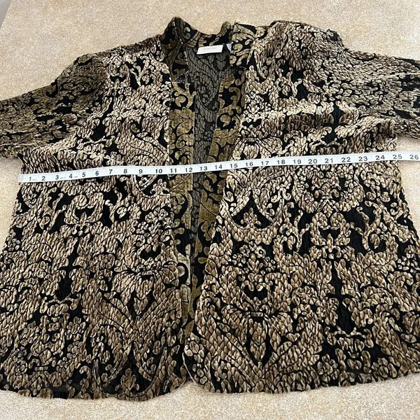 Chicos 3 Jacket Topper Womens XL Crinkle Velvet‎ Burnout Sheer Brown Whimsigoth - Image 3