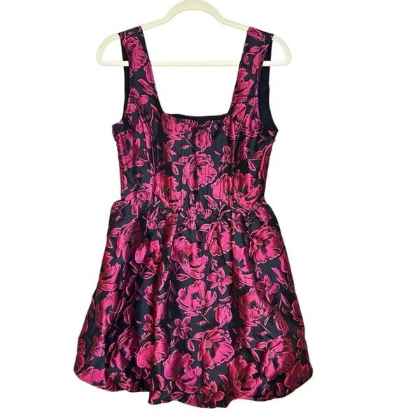 Lulus Posh Invite Black Floral Jacquard Square Neck Corset Mini Dress NWT Medium - Image 5