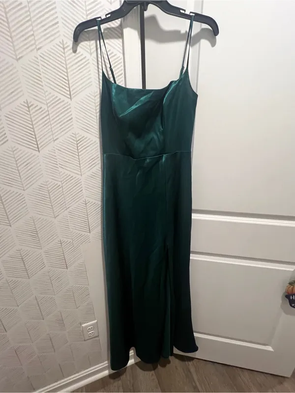 Birdy grey Satin Emerald Green Cowl Neck Evening Dress - Image 12