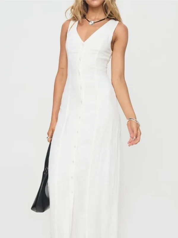 Princess Polly Summer Season Button Front Linen Blend Dress New! - Image 5