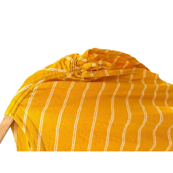 Marine Layer Womens Yellow White Striped Cotton Cinched Sleeve Blouse Top M - Image 4