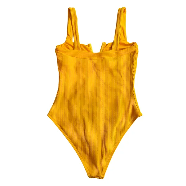 L*Space Cha Cha One Piece Swimsuit Women 8 Yellow Ribbed Beach Resortwear Luxury - Image 6