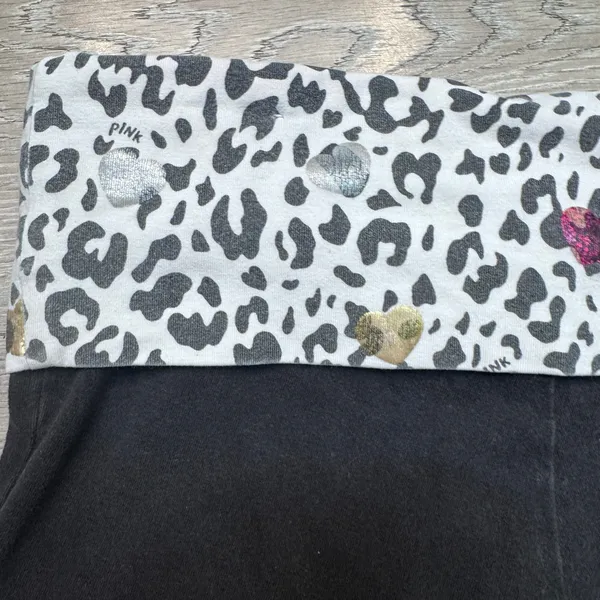 Y2K Victoria's Secret PINK‎ Leopard Heart Foldover Yoga Shorts Black XSmall XS - Image 8