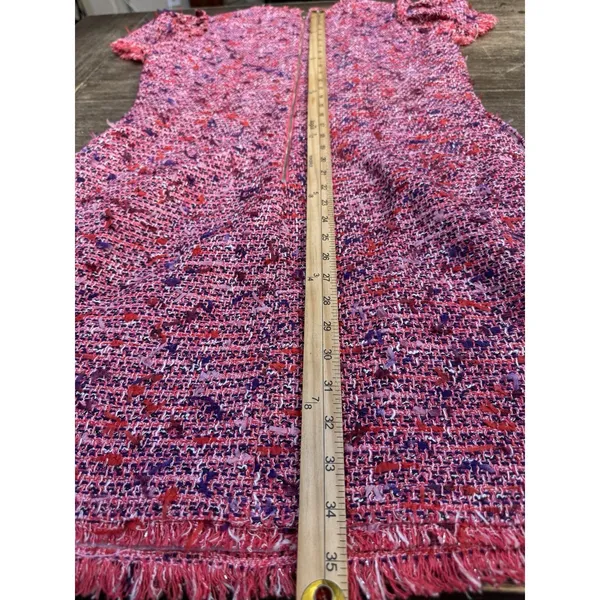 Kate Spade New York Flutter Sleeve Tweed Dress Pink Size 12 Jackie O Preppy‎ - Image 9