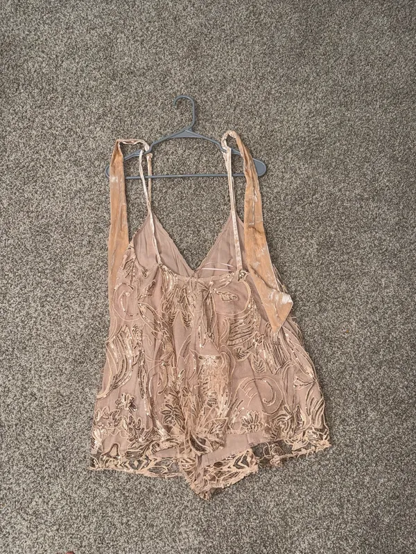 Free People Swingin' It Romper Champagne - Image 4