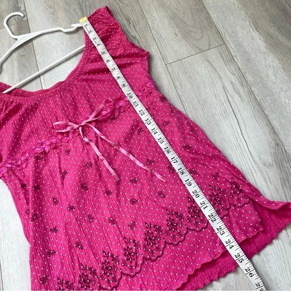 Y2K Polka Dot Top floral sleeveless womens Pink (xlarge) ribbon vintage casual - Image 5