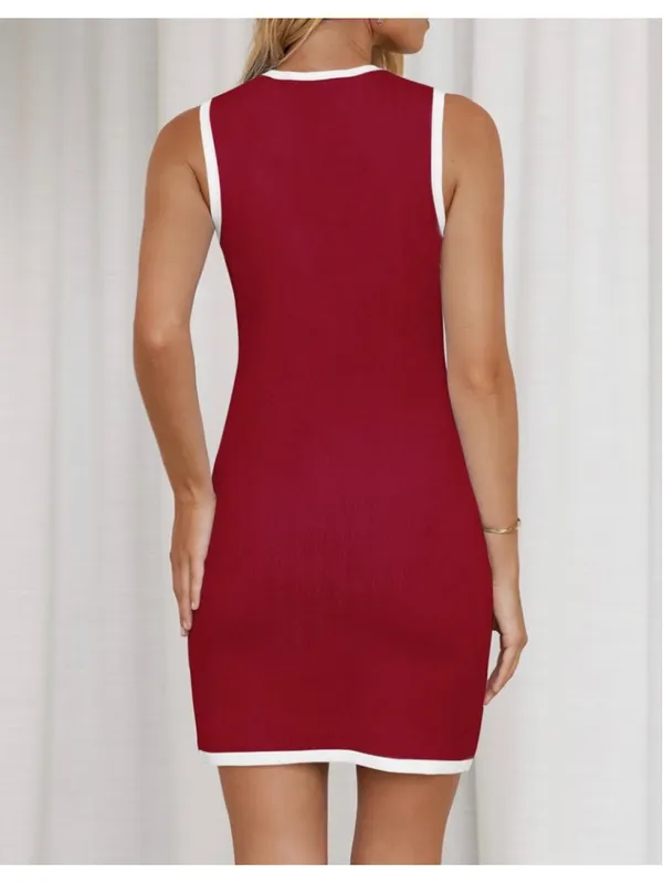 NEW ZESICA Sleeveless Elegant Crewneck Button Knit Mini Dress XL - Image 2