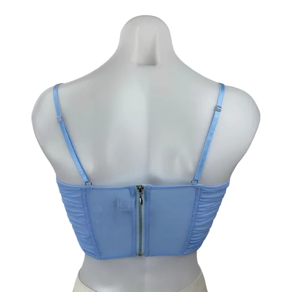 NEW Zesica Blue Sleeveless Ruched Bustier Corset Longline Cami Crop Top Size XS - Image 4