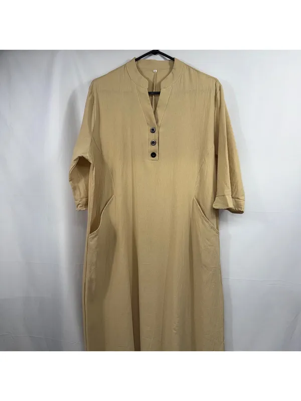 Women’s Beige Button Front Maxi Dress Size 2XL - Image 2
