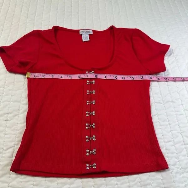 Vintage Y2K 90s Love Streak Red Crop Top Corset - Image 4