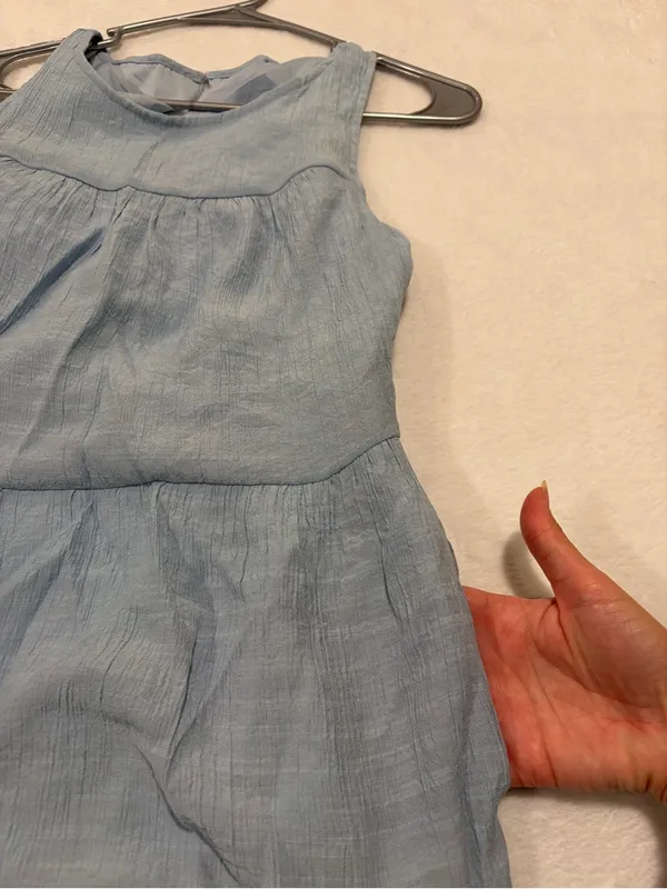 Light Blue Tiered Midi Sleeveless Dress - Size Small - Image 8