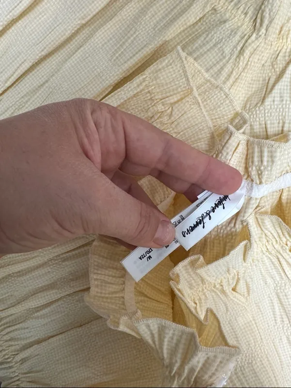 NEW For Love & Lemons Puckered Gingham Bloomer Short Pale Yellow Sz S & M - Image 9