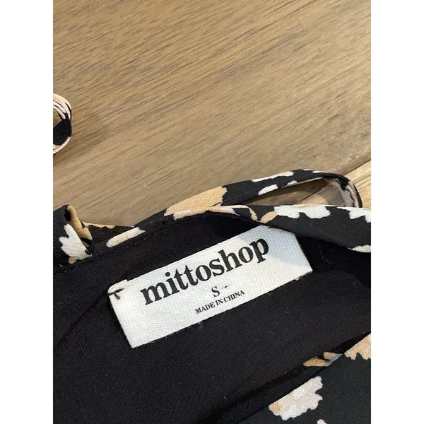Mittoshop Women Maxi Dress Floral Design Size S Black Tan and White - Image 6