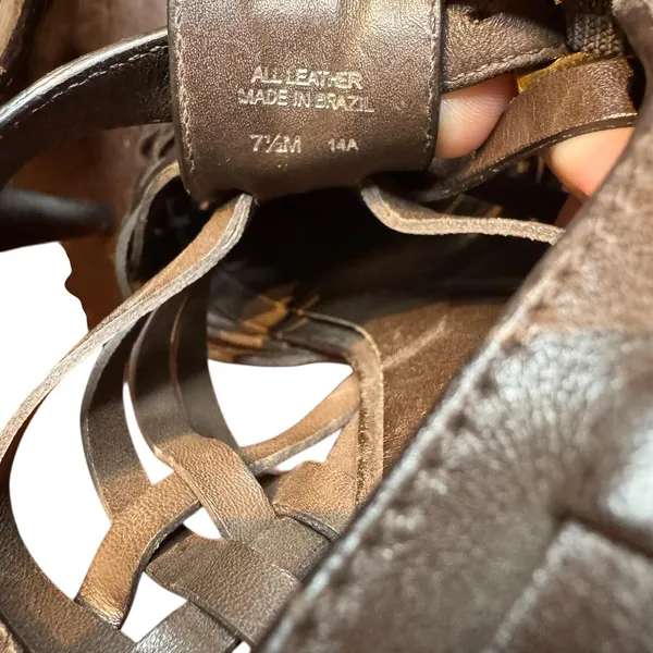 Tory Burch Shoes Womens Size 7.5M‎ Brown Leather Woven High Heel Sandals Strappy - Image 9