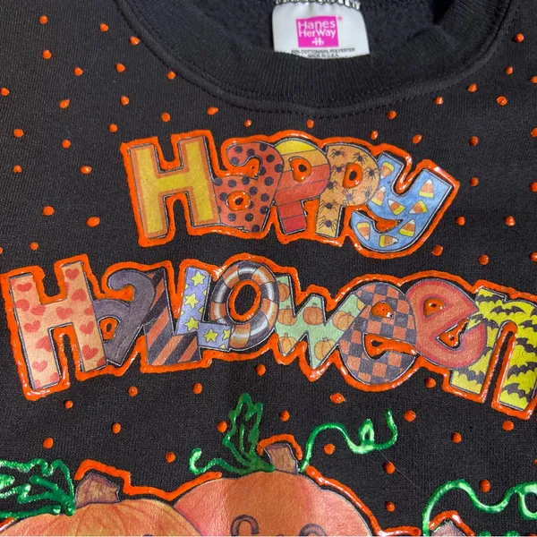 Hanes Hand Painted Halloween Crewneck Sweatshirt - Image 3