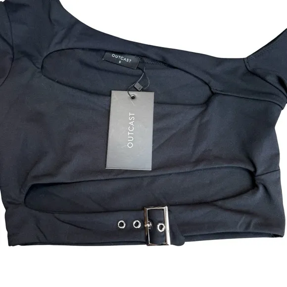 Outcast Size S‎ Blaine Buckle Cutout Long Sleeve Top Black Alternative Punk NWT - Image 3