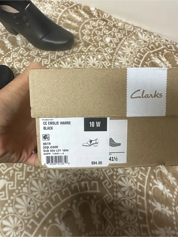 Clarks Black Leather Ankle Booties with Side Button Detail - Image 7