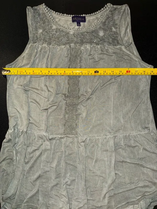 Artesia Sleeveless Tiered Boho Tank Top with Lace Detail-L - Image 7