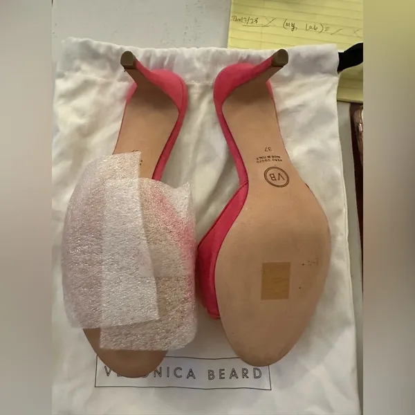 NEW Veronica Beard Sequined flower spring suede mules pink - Image 10