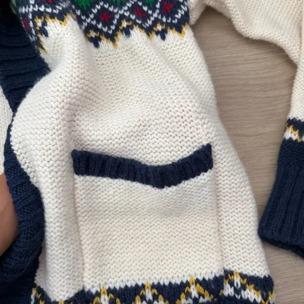 American Eagle Blue and White Holiday Cardigan - Image 4