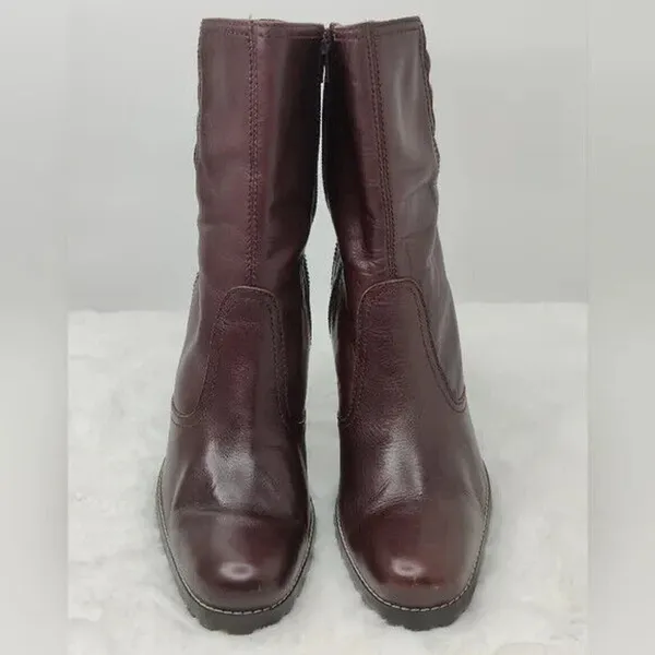 Steve Madden Vintage Brown Leather Heeled Booties Sz 7.5M - Image 5