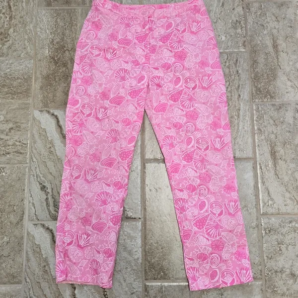 Lilly Pulitzer Womens Pink Seashell Cropped Straight Leg Pants Size 4 - Image 3