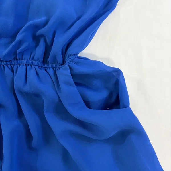 The Hanger Boho Blue Ruffle‎ Cold Shoulder Romper Strappy Back M Cottagecore - Image 12