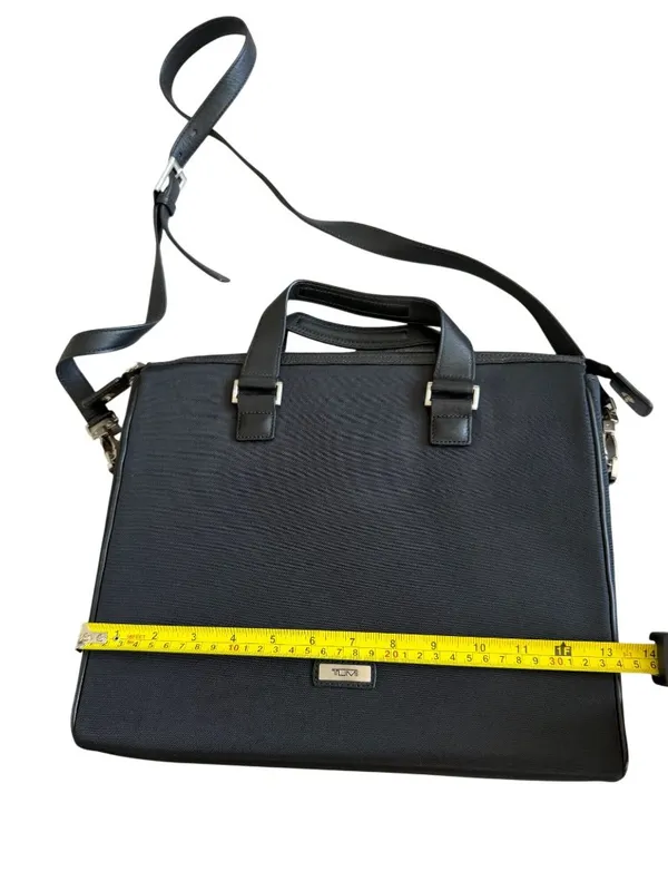 TUMI Black Laptop Computer Crossbody Travel Bag - Image 9