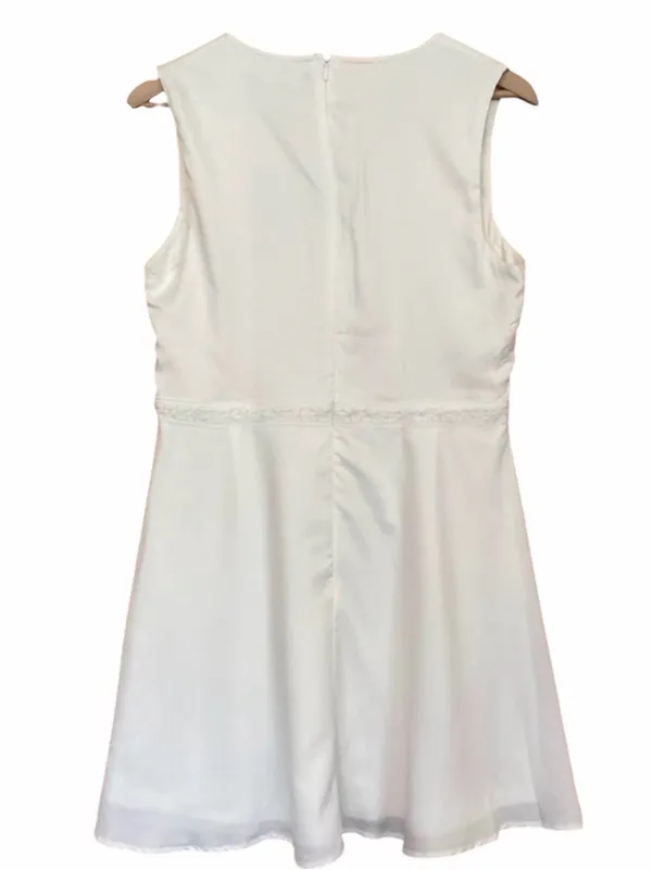 NWT Lulus Florentia White Crochet Skater Mini Dress - Size: Large - Image 6