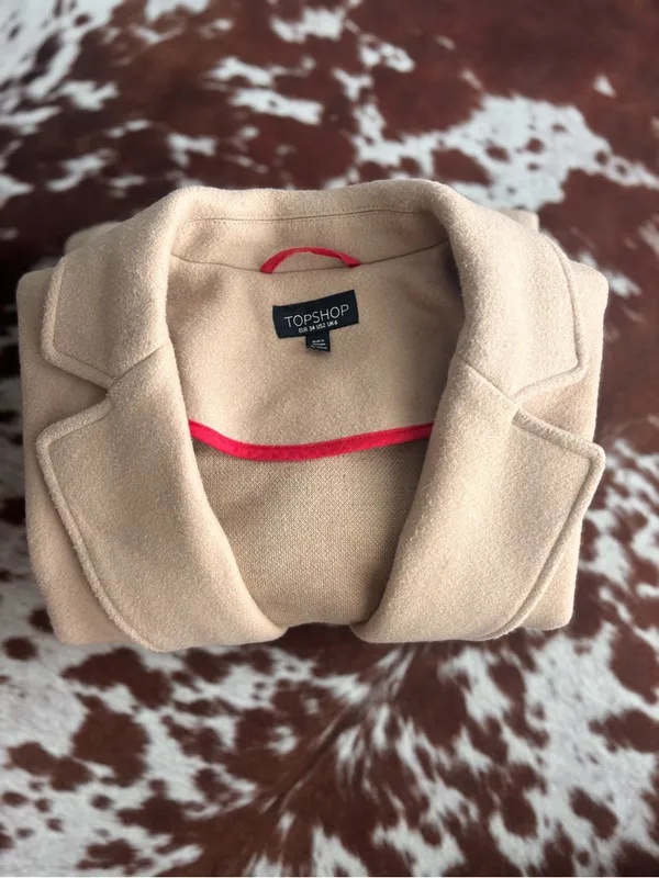 Topshop tan Long Tailored pea coat - Image 7