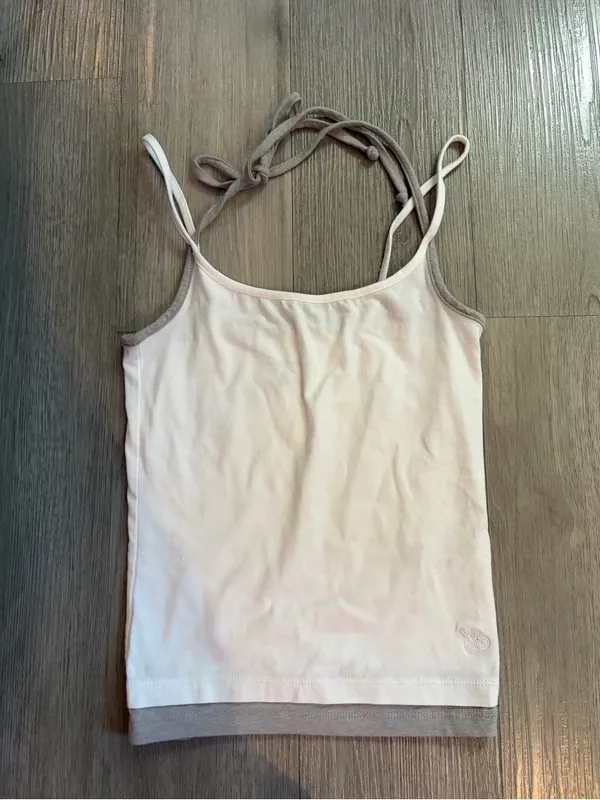 Out From Under White & Gray Layered Halter Cami Top – Small - Image 4