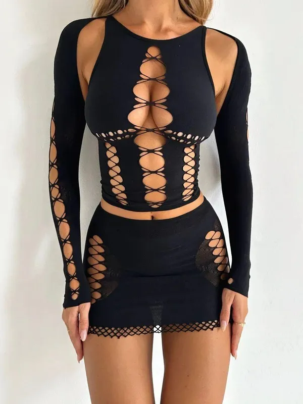 Outcast Clothing 2 Piece Set Oasis Stocking Top / Oasis Mini Skirt - Image 3