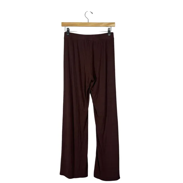 Freckled Poppy Ribbed Solid Wide Leg Pants Brown Boho High Waist Size M - Image 4