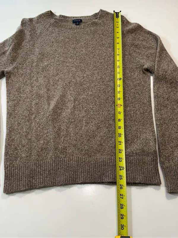 J. Crew Lambs Wool Blend Brown Crewneck Sweater Size Medium - Image 3