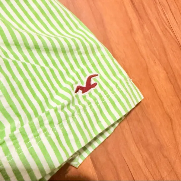 HOLLISTER Y2K Striped Strapless Babydoll Top Ribbon Lime Green and White Large‎ - Image 3