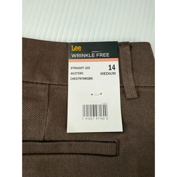 Lee Women's Wrinkle Free Relaxed Fit Straight Leg Pant Brown Size 14‎ Mid Rise - Image 7