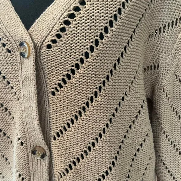 RD Style Tan Open Knit Cardigan‎ Size Large Lightweight Boho Chic - Image 3