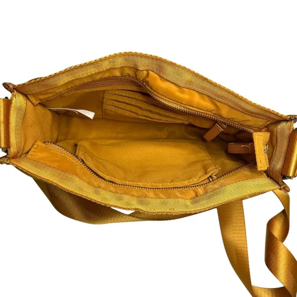 Quilted Crossbody Bag Mustard Gold Puffer Casual Nylon Gorpcore Utility Purse - Image 8